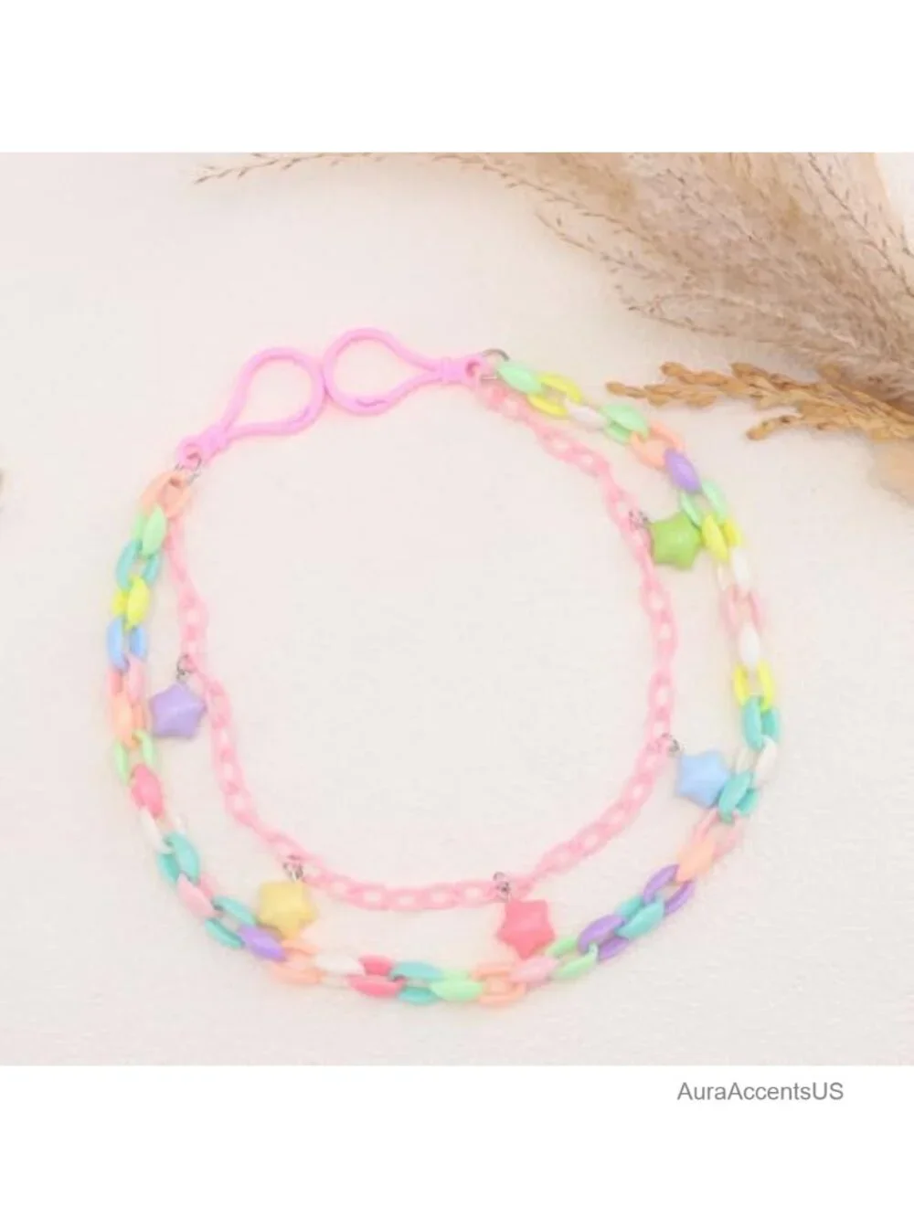 Y2k Rainbow Star Charm Acrylic Pants Chain Double-Layered Layered Belt Chain